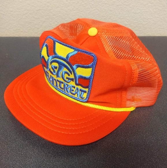Vintage Made In USA Hat SnapBack Cap Bright Orange - Picture 6 of 8